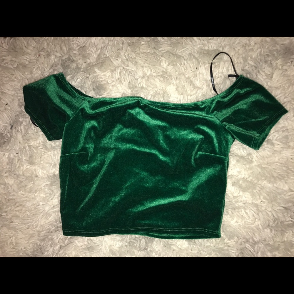 Cropped Green Velvet Top